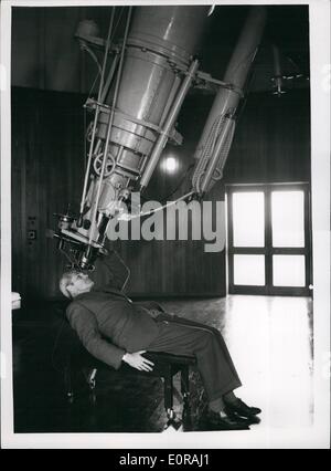 Nov. 11, 1958 - The New Royal Greenwich Observatory - Herstmonceux Castle - Sussex. Giant telescope which were mounted at Greenwich have been re-erected at ''Dome Town'' Herstmonceux Castle, Sussex.. The move has been going on for years - and is now complete.. The famous castle is used for administrative offices - labs - and library.. The telescope are housed in the specially constructed domes built in the castle grounds. Keystone Photo Shows:- Dr Stock Photo