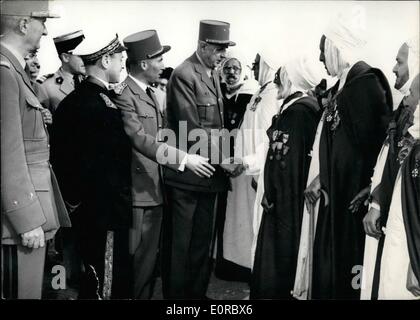 Dec. 12, 1958 - General De Gaulle visits Sahara: General de Gaulle shaking hands with local notables as he visits Hassi-R-Meil on the last lap of his tour to the Sahara. Stock Photo
