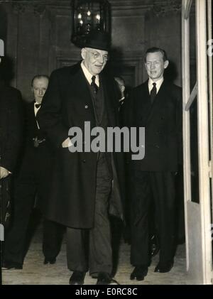 Dec. 12, 1958 - Foster Dulles sees De Gaulle: Foster Dulles photographed as he left Matignon after his conference with General de Gaulle late this afternoon. Stock Photo