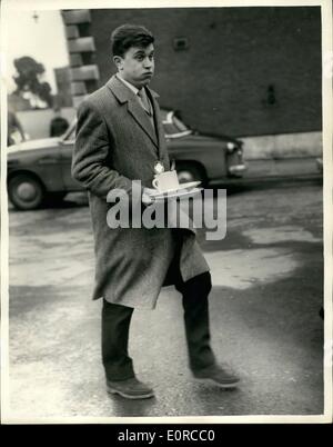 Jan. 01, 1959 - Rock-N-Roll star Terry Dene (real name terry Williams), today reported for duty at Winchester barracks, where he begins his national Service Stock Photo