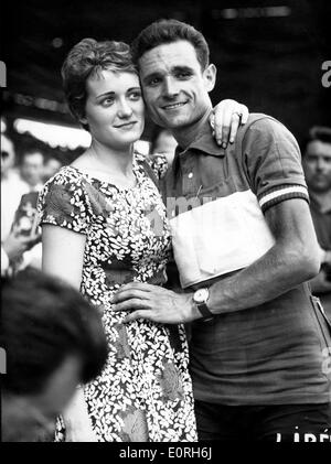 Cyclist Henry Anglade wins French Championship Stock Photo