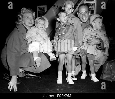 Rosemary Clooney her husband Jose Ferrer and their family at the airport Stock Photo