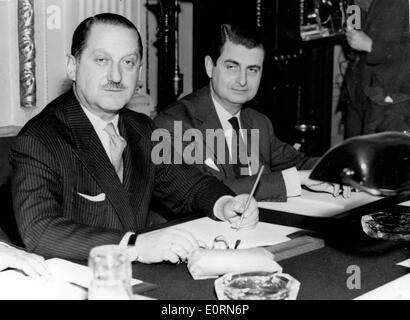 Foreign Minister Evangelos Averoff in conference Stock Photo