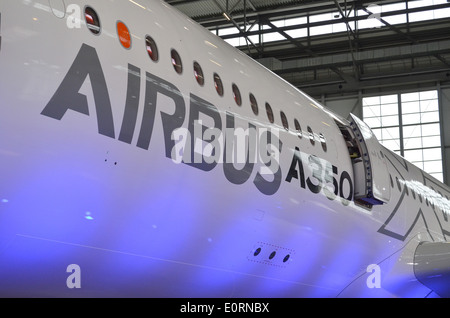 Fuselage of an Airbus A350XWB at the Airbus headquarters in Finkenwerder, Hamburg, Germany Stock Photo