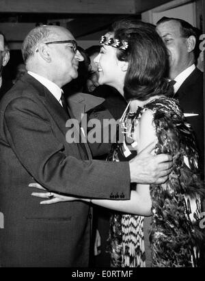 Prime Minister Edgar Faure greets a woman Stock Photo