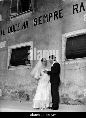 Actor Fernandel gets married in a film scene Stock Photo