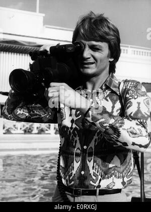 Singer Claude Francois filming in Cannes Stock Photo