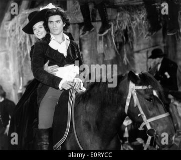 French actor Sami Frey riding horseback in a film Stock Photo