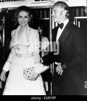 Actor David Niven attends event with wife Hjordis Stock Photo