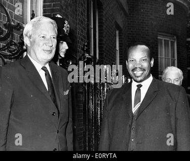 First president of Botswana SERETSE KHAMA  smiles on the street lined with brick buildings. Stock Photo