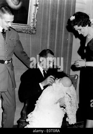 Prince Henri and Princess Isabelle with their baby Stock Photo