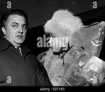 Director Federico Fellini with wife Giulietta Masina Stock Photo