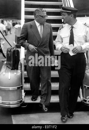 Aristotle Onassis arrives in Rome for a layover Stock Photo