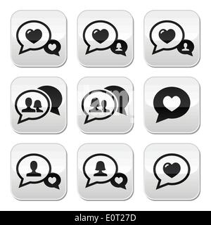 Love speech bubbles, couples vector buttons set Stock Vector