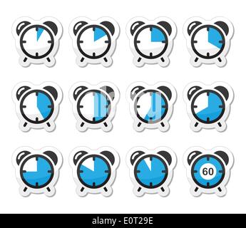 Time measure, clock vector icons set Stock Vector