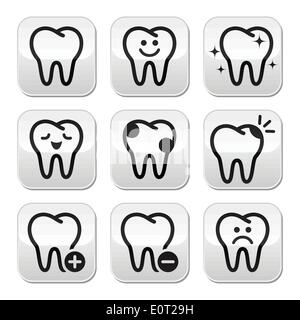 Tooth, teeth vector buttons set Stock Vector