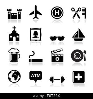 Travel tourism and transport icons set - vector Stock Vector Image ...