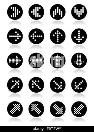Dotted arrows round icons set isolated on white Stock Vector