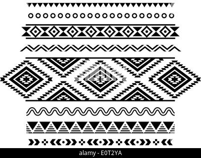 Tribal seamless pattern, aztec black and white background Stock Vector