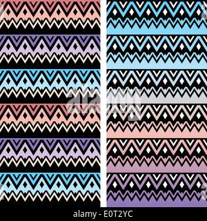 Tribal seamless pattern, aztec black and white background Stock Vector