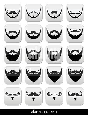 Beard with moustache or mustache vector icons set Stock Vector