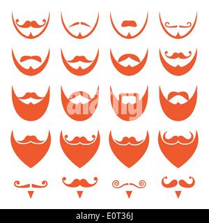 Ginger beard with moustache or mustache vector icons set Stock Vector