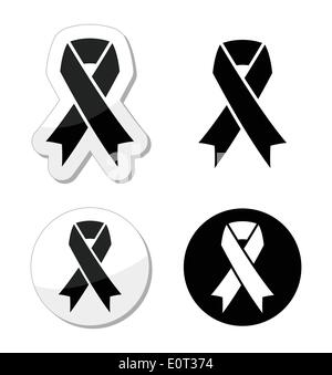 Black ribbon - mourning, death, melanoma symbol Stock Vector