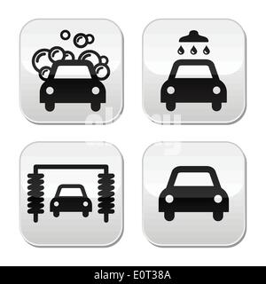 Car wash buttons set - vector Stock Vector
