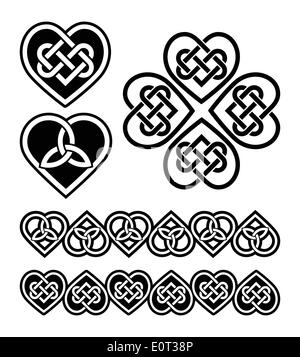 Celtic heart knot - vector symbols set Stock Vector