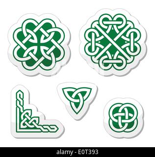 Celtic green knots patterns - vector Stock Vector