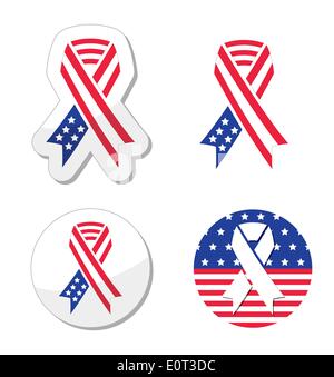 USA ribbon flag - symbol of patriotism, the victims and heros of the 9/11 attacks Stock Vector