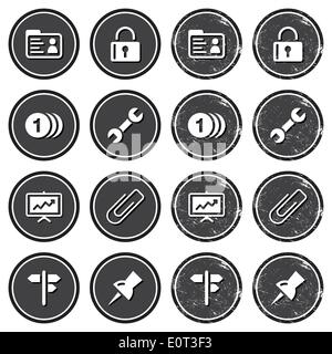 Website navigation icons on retro labels set Stock Vector
