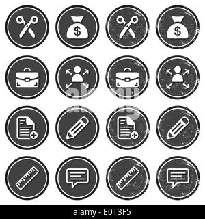 Website navigation icons on retro labels set Stock Vector