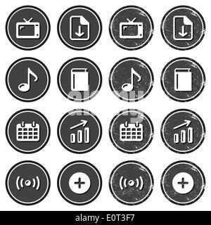 Website navigation icons on retro labels set Stock Vector
