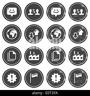 Web navigation icons on retro labels set Stock Vector