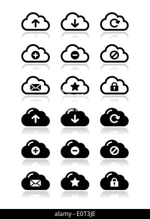 Set icons service cloud data storage, vector simple icons download and ...