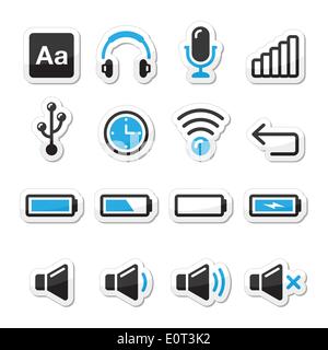 Electronic device/Computer software icons set as labels Stock Vector