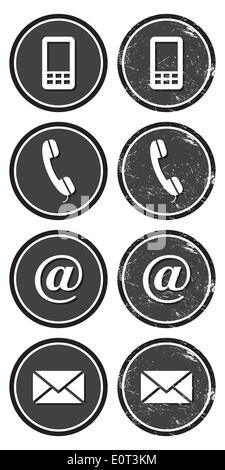 Contact web and internet retro icons set Stock Vector