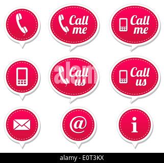 Contact web and internet retro icons set Stock Vector
