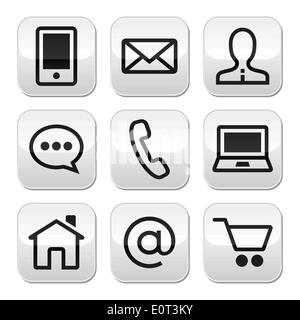 Contact web vector stroke buttons set Stock Vector