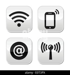 Wifi network, internet zone buttons set Stock Vector