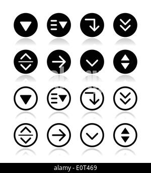 Drop down menu round icons set Stock Vector