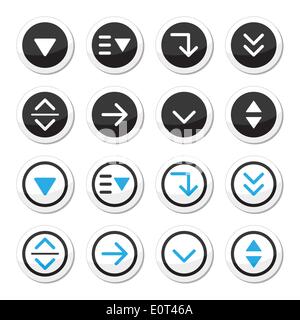 Menu drop down round icons set Stock Vector