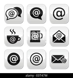 Email, internet cafe, wifi vector buttons set Stock Vector