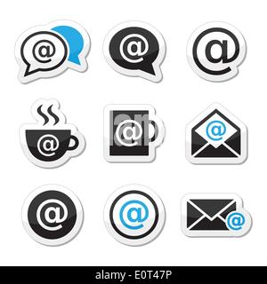 Email, internet cafe, wifi vector icons set Stock Vector