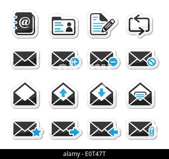 Email mailbox vector icons set as labels Stock Vector
