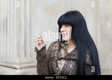 woman smoking cigarette Stock Photo