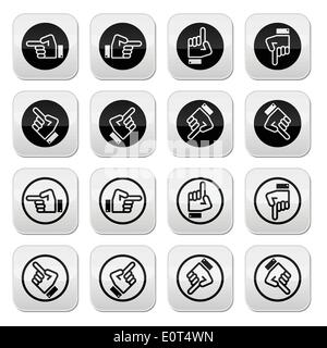 Pointing hand - up, down, across round icon vector Stock Vector
