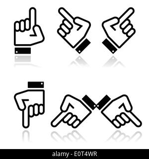 Pointing hand - up, down, across icon vector Stock Vector