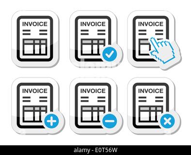 Invoice, finance vector icons set Stock Vector